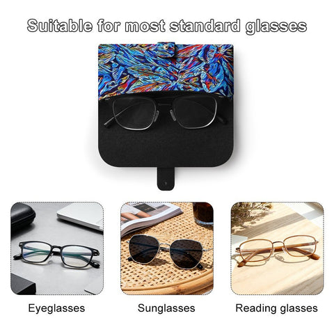 'Clematis Sapphire' Faux Leather Glasses Case
