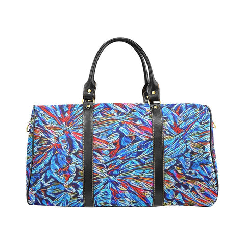 'Clematis Sapphire' Nylon Duffle with Faux Leather Trim