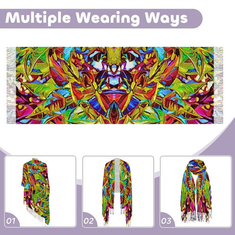 'Tropique' Tassel Fleece Scarf