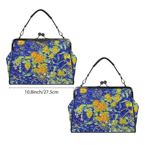 'Summer Basket' Faux Leather Kisslock Handbag Crossbody