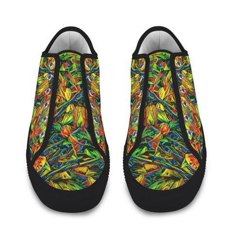 'Peony Citrus' (Black Trim) Women's Canvas Plimsolls