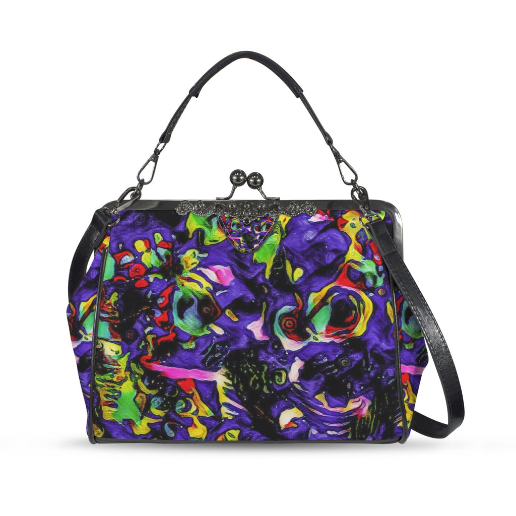 'Purple Haze' Faux Leather Kisslock Handbag Crossbody