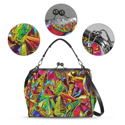 'Tropique' Faux Leather Kisslock Handbag Crossbody