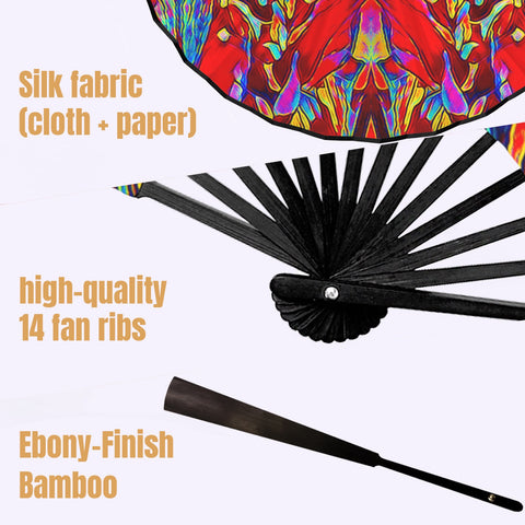 'Soulwood' (Black Edge) Double-Sided Folding Bamboo Fan