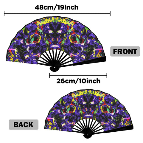 'Purple Haze' (Black Edge) Double-Sided Folding Bamboo Fan