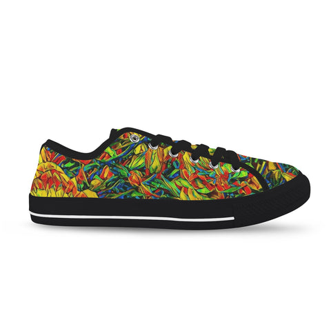 'Peony Citrus' (Black Trim) Women's Canvas Plimsolls