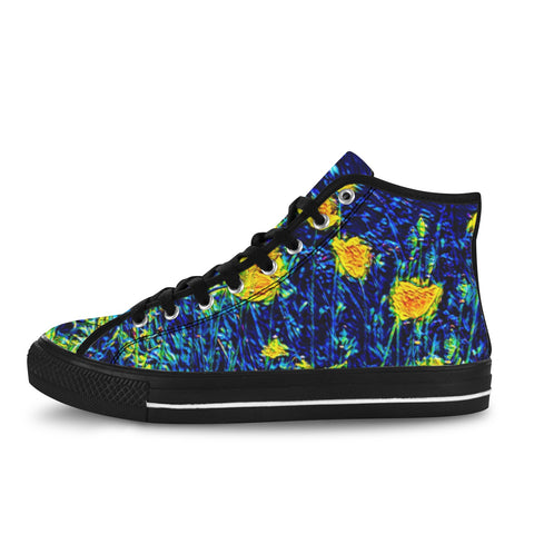 'Wild Poppies' (Black) Women's 'Vancouver' High Top Boots