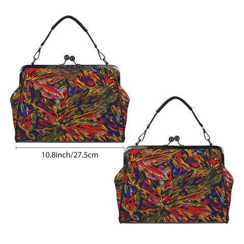 'Clematis Firestorm' Faux Leather Kisslock Handbag Crossbody