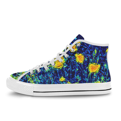 'Wild Poppies' (White) Women's 'Vancouver' High Top Boots