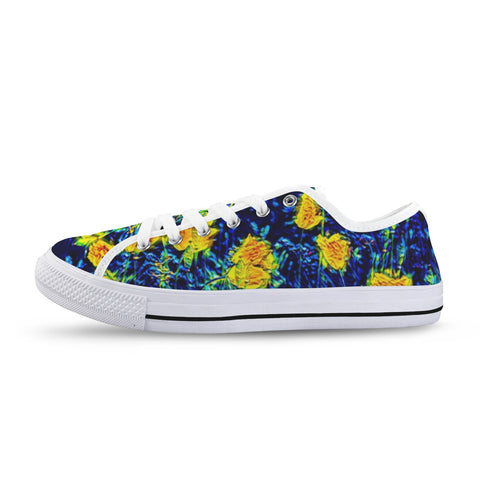 'Wild Poppies' (White Trim) Women's Canvas Plimsolls