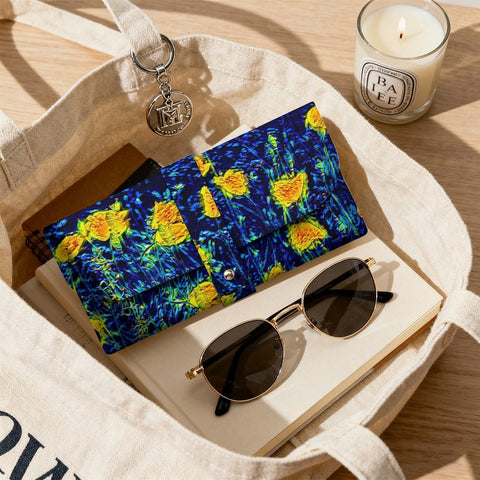 'Wild Poppies' Faux Leather Glasses Case