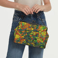 'Peony Citrus' Faux Leather Kisslock Handbag Crossbody