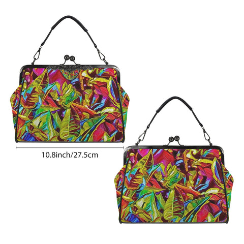 'Tropique' Faux Leather Kisslock Handbag Crossbody