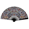 'Clematis Platinum' (Black Edge) Double-Sided Folding Bamboo Fan