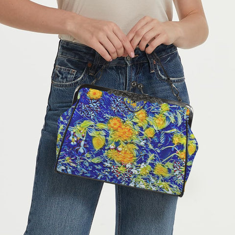 'Summer Basket' Faux Leather Kisslock Handbag Crossbody