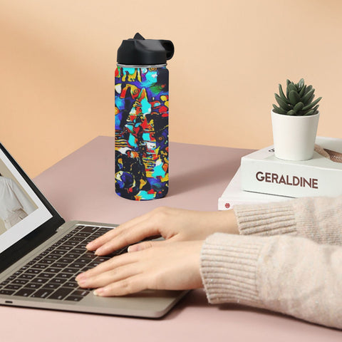 'Galaxa' Insulated Water Bottle with Straw Lid (18 oz)