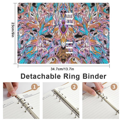 'Psychedelique' Faux Leather A5 Binder Notebook
