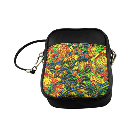 'Peony Citrus' Faux Leather Sling Pouch