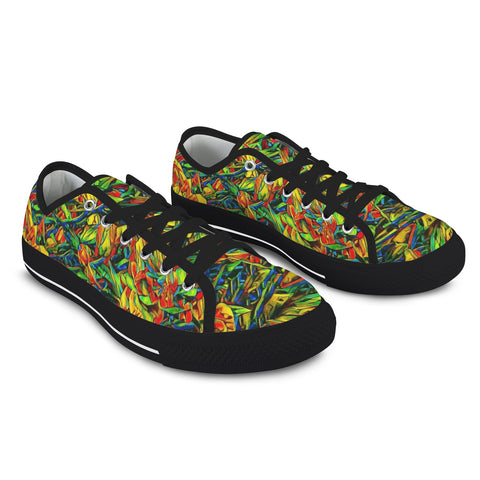 'Peony Citrus' (Black Trim) Women's Canvas Plimsolls