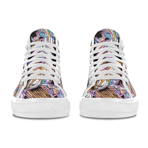 'Psychedelique' (White) Women's 'Vancouver' High Top Boots