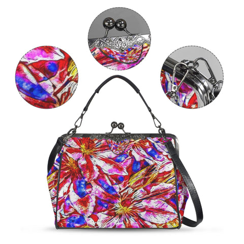 'Clematis' Faux Leather Kisslock Handbag Crossbody