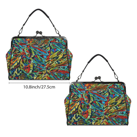 'Clematis Electra' Faux Leather Kisslock Handbag Crossbody
