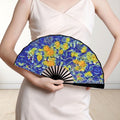 'Summer Basket' (Black Edge) Double-Sided Folding Bamboo Fan