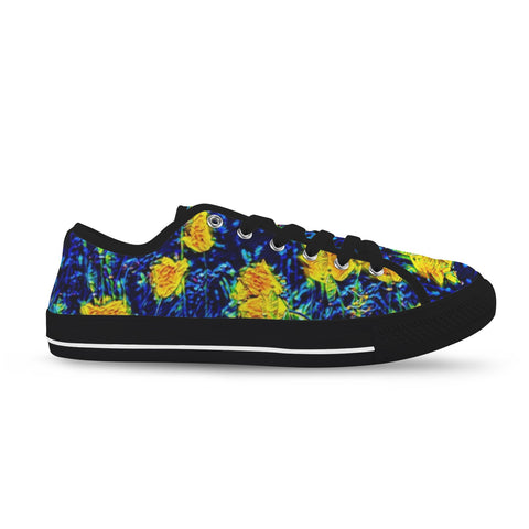 'Wild Poppies' (Black Trim) Women's Canvas Plimsolls