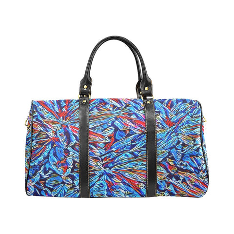 'Clematis Sapphire' Nylon Duffle with Faux Leather Trim
