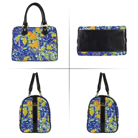 'Summer Basket' Mini-Boston PU Handbag (Black Trim)