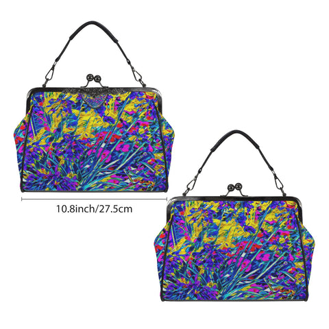 'Agapanthus' Faux Leather Kisslock Handbag Crossbody