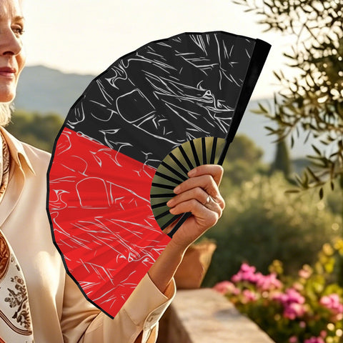 'Bloodlust' (Black Edge) Double-Sided Folding Bamboo Fan