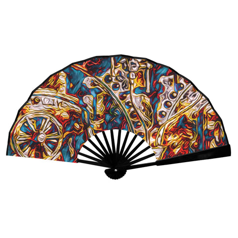'Boilerplate' (Black Edge) Double-Sided Folding Bamboo Fan