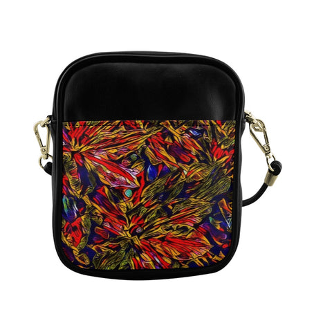 'Clematis Firestorm' Faux Leather Sling Pouch