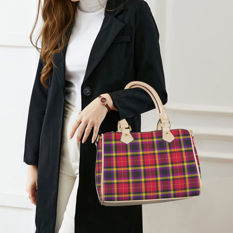 'Yorkshire Moorland' Mini-Boston PU Handbag (Cream trim)