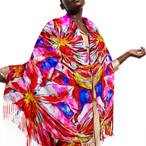 'Clematis' Tassel Fleece Scarf