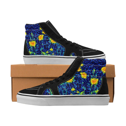 'Wild Poppies' Men's High Top Skateboarding Boots