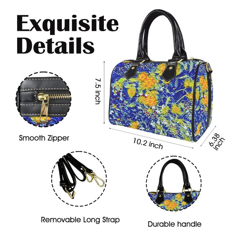 'Summer Basket' Mini-Boston PU Handbag (Black Trim)