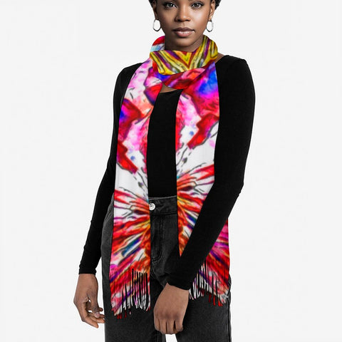 'Clematis' Tassel Fleece Scarf