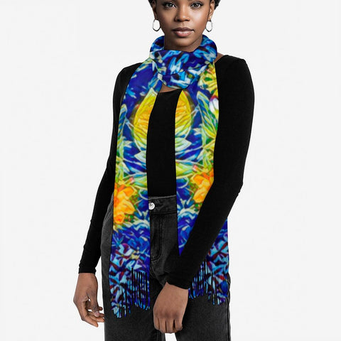 'Summer Basket' Tassel Fleece Scarf