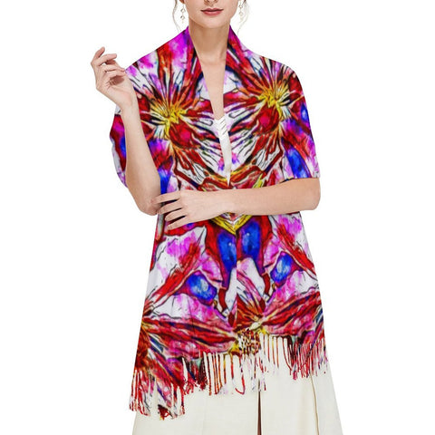 'Clematis' Tassel Fleece Scarf