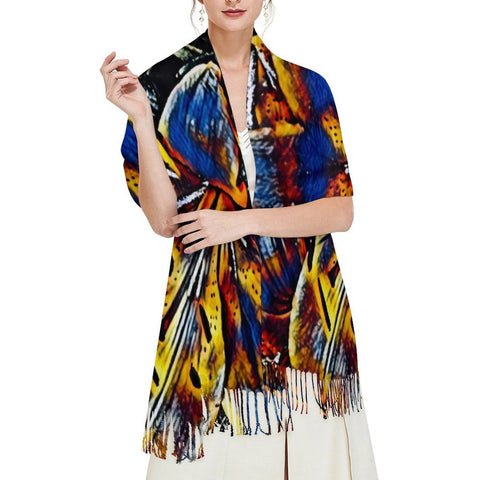 'Lily Cobalt' Tassel Fleece Scarf