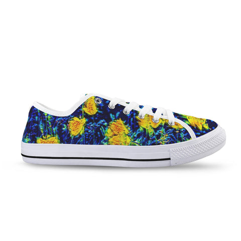 'Wild Poppies' (White Trim) Women's Canvas Plimsolls