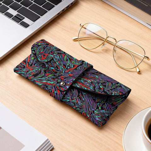 'Clematis Neon' Faux Leather Glasses Case