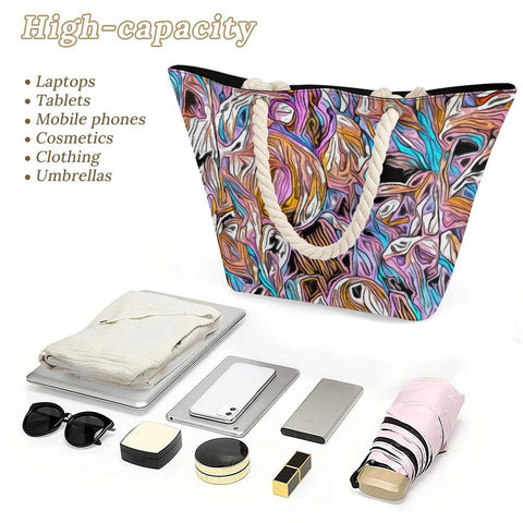 'Psychedelique' Hemp Rope Tote Bag