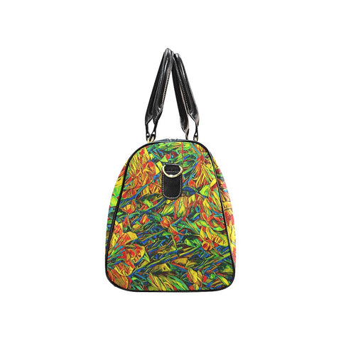 'Peony Citrus' Nylon Duffle With Faux Leather Trim