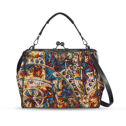 'Boilerplate' Faux Leather Kisslock Handbag Crossbody