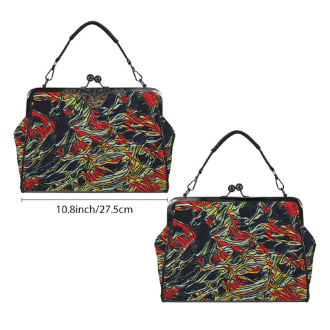 'Earthquake' Faux Leather Kisslock Handbag Crossbody