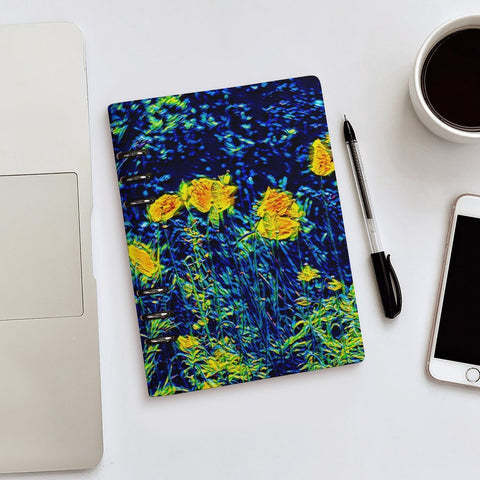 'Wild Poppies' Faux Leather A5 Binder Notebook
