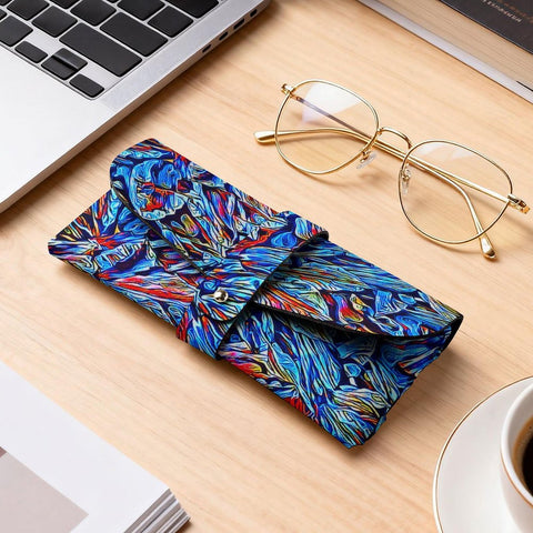 'Clematis Sapphire' Faux Leather Glasses Case